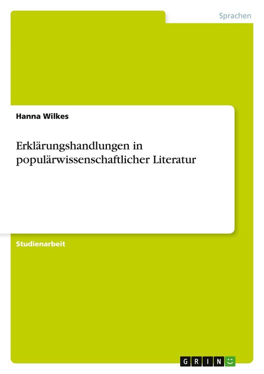 Produktbild: Erkl&auml;rungshandlungen in popul&auml;rwissenschaftlicher Literatur