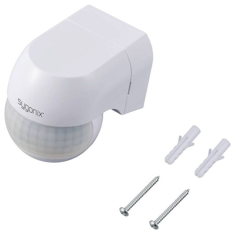 Produktbild: Sygonix SY-6118230 wandh&auml;ngend, Aufputz PIR-Bewegungsmelder 180&deg; Relais Wei&szlig; IP44