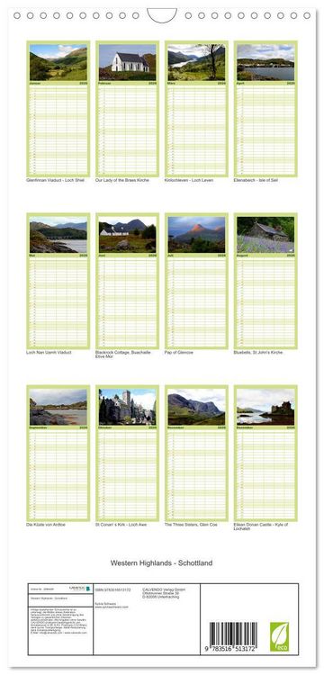 Produktbild: Familienplaner 2026 - Western Highlands - Schottland mit 5 Spalten (Wandkalender, 21 x 45 cm) CALVENDO
