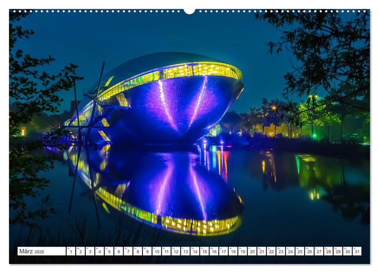 Produktbild: Bremen und Bremerhaven - Nachtaufnahmen (hochwertiger Premium Wandkalender 2026 DIN A2 quer), Kunstdruck in Hochglanz