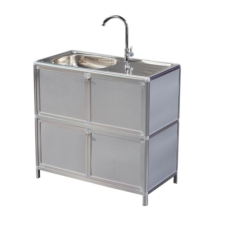 Produktbild: HTI-Living Sp&uuml;le mit Abtropfl&auml;che und Unterschrank f&uuml;r Outdoork&uuml;che Silber