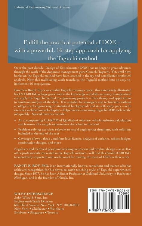 Produktbild: Design of Experiments Using the Taguchi Approach