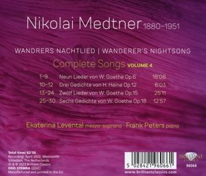 Produktbild: Medtner:Wandrers Nachlied,Complete Songs Vol.4