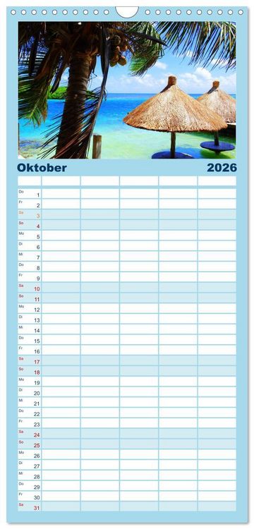 Produktbild: Familienplaner 2026 - Traumstr&auml;nde in der Karibik mit 5 Spalten (Wandkalender, 21 x 45 cm) CALVENDO