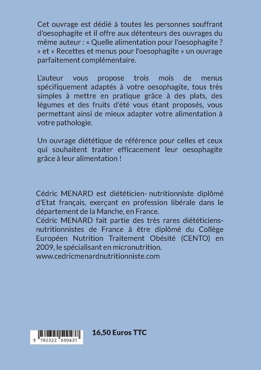 Produktbild: Menus d'&eacute;t&eacute; pour l'oesophagite.