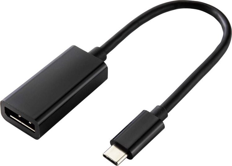 Produktbild: Renkforce USB-C&reg; / DisplayPort Adapterkabel USB-C&reg; Stecker, DisplayPort Buchse 0.14 m Schwarz RF-4613070 USB-C&reg;-Displaykabel