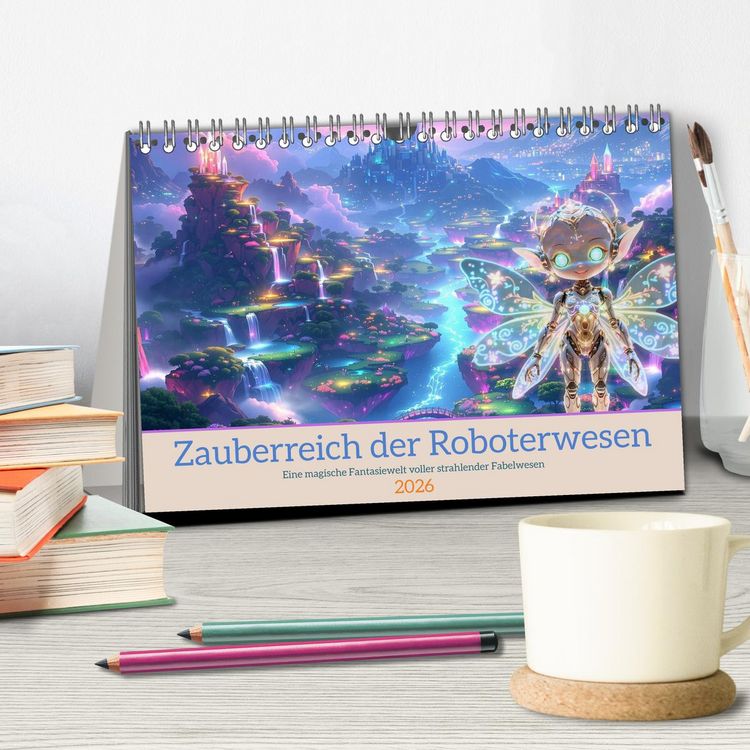 Produktbild: Zauberreich der Roboterwesen (Tischkalender 2026 DIN A5 quer), CALVENDO Monatskalender