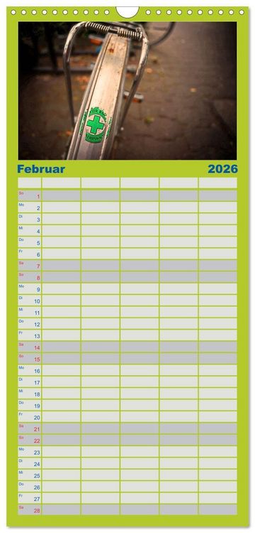 Produktbild: Familienplaner 2026 - Weltfahrrad mit 5 Spalten (Wandkalender, 21 x 45 cm) CALVENDO
