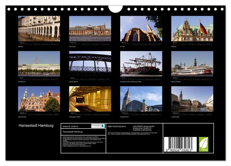Produktbild: Hansestadt Hamburg (Wandkalender 2026 DIN A4 quer), CALVENDO Monatskalender