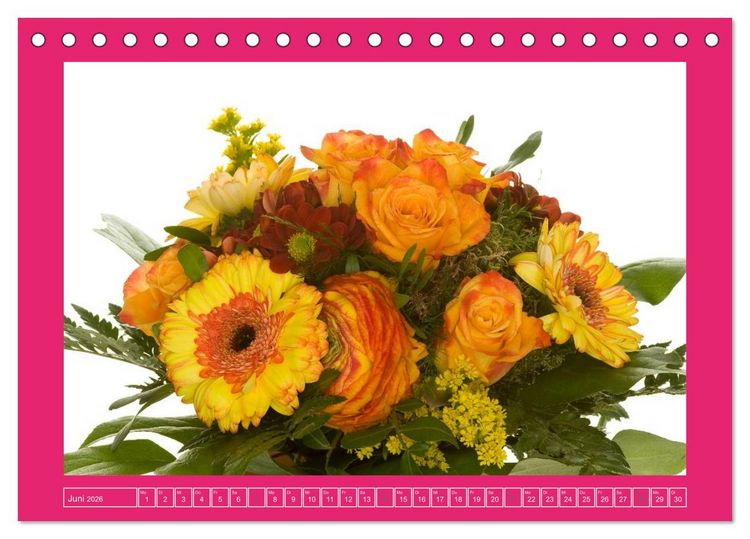 Produktbild: F&uuml;r jeden Monat ein Dankesch&ouml;n an Dich! - 12 Blumenstr&auml;u&szlig;e (Tischkalender 2026 DIN A5 quer), CALVENDO Monatskalender