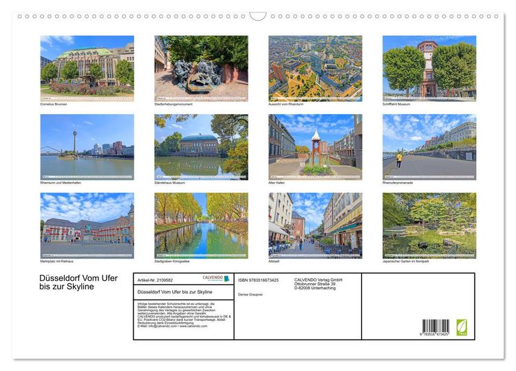 Produktbild: D&uuml;sseldorf Vom Ufer bis zur Skyline (Wandkalender 2026 DIN A2 quer), CALVENDO Monatskalender