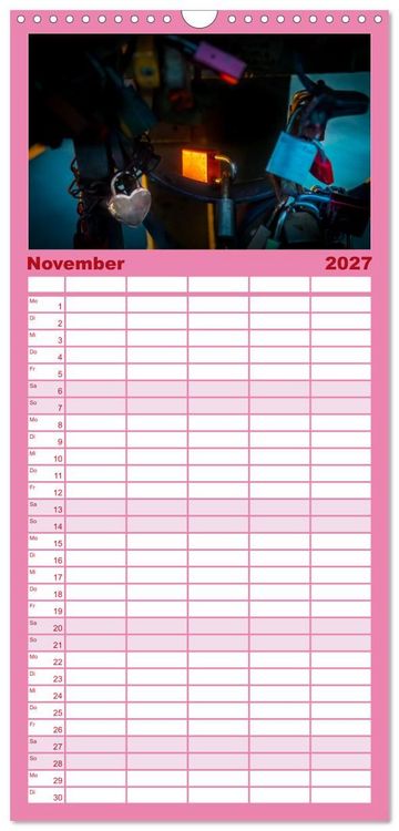 Produktbild: Familienplaner 2027 - Liebesschl&ouml;sser, Ich liebe Dich mit 5 Spalten (Wandkalender, 21 x 45 cm) CALVENDO