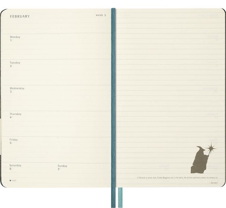Produktbild: Moleskine 12 Monate Der Herr der Ringe Wochen-Notizkalender 2027, L/A5, 1 Wo = 1 Seite, fester Einband