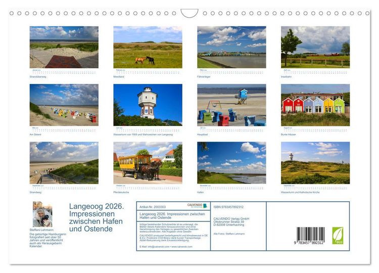 Produktbild: Langeoog 2026. Impressionen zwischen Hafen und Ostende (Wandkalender 2026 DIN A3 quer), CALVENDO Monatskalender