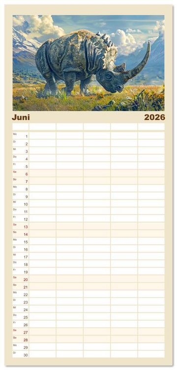 Produktbild: Familienplaner 2026 - Vergessene Wunder - Ein Jahr mit ausgestorbenen Tieren mit 5 Spalten (Wandkalender, 21 x 45 cm) CALVENDO