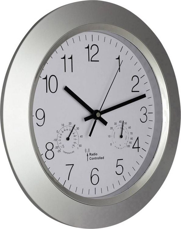 Produktbild: EUROTIME 56004 Funk Wanduhr 34cm x 50mm Silber