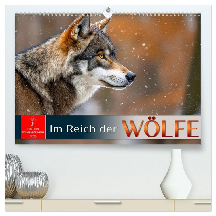 Produktbild: Im Reich der W&ouml;lfe (hochwertiger Premium Wandkalender 2026 DIN A2 quer), Kunstdruck in Hochglanz