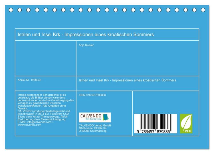 Produktbild: Istrien und Insel Krk - Impressionen eines kroatischen Sommers (Tischkalender 2026 DIN A5 quer), CALVENDO Monatskalender