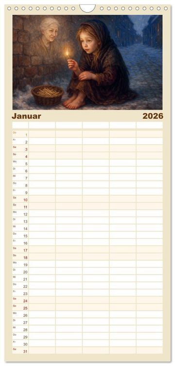 Produktbild: Familienplaner 2026 - Hans Christian Andersen. Sein Leben, seine Werke mit 5 Spalten (Wandkalender, 21 x 45 cm) CALVENDO