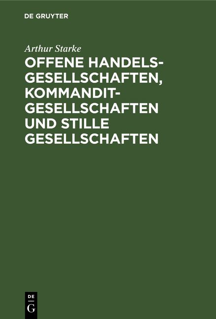 Produktbild: Offene Handelsgesellschaften, Kommanditgesellschaften und stille Gesellschaften