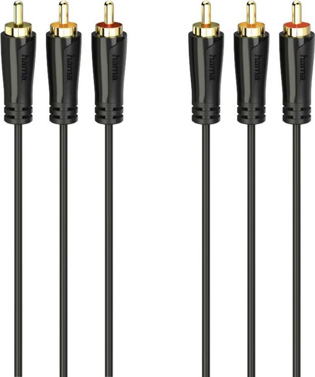 Produktbild: hama 00205150 Audio-/Video-Kabel, 3 Cinch-Stecker - 3 Cinch-Stecker, vergoldet, 1,5 m