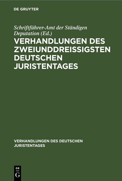 Produktbild: Verhandlungen des zweiunddrei&szlig;igsten Deutschen Juristentages