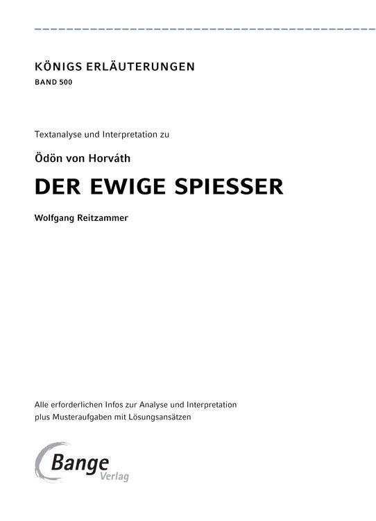 Produktbild: Der ewige Spie&szlig;er von &Ouml;d&ouml;n von Horv&aacute;th - Textanalyse und Interpretation