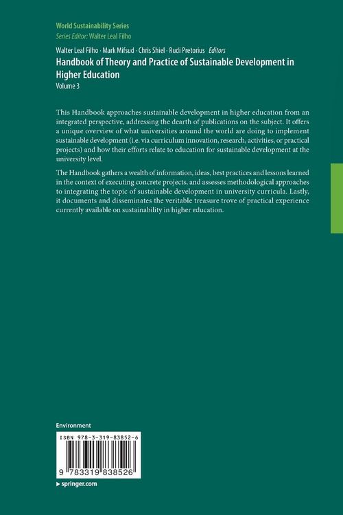 Produktbild: Handbook of Theory and Practice of Sustainable Development in Higher Education