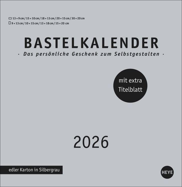 Produktbild: Premium-Bastelkalender silbergrau groß 2026