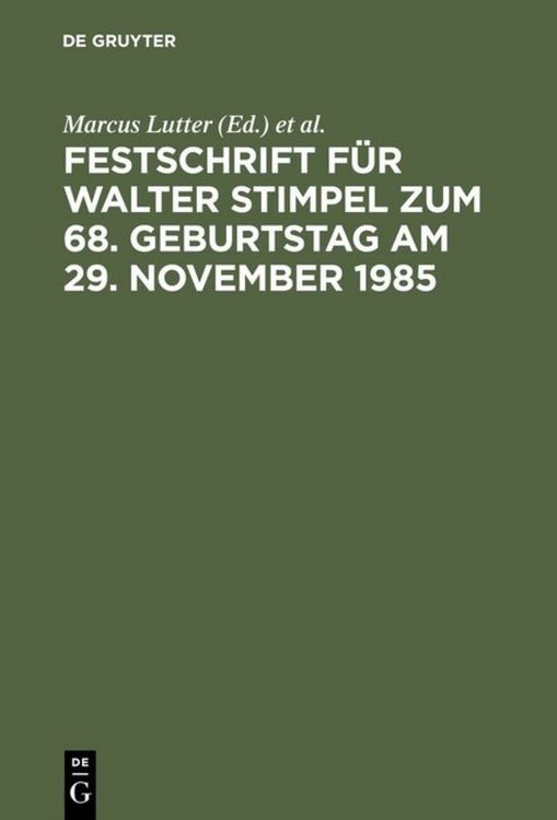 Produktbild: Festschrift f&uuml;r Walter Stimpel zum 68. Geburtstag am 29. November 1985