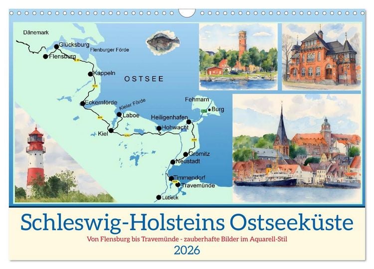 Produktbild: Schleswig-Holsteins Ostseek&uuml;ste (Wandkalender 2026 DIN A3 quer), CALVENDO Monatskalender