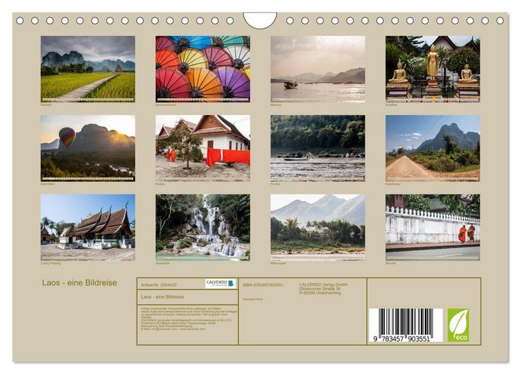 Produktbild: Laos - eine Bildreise (Wandkalender 2026 DIN A4 quer), CALVENDO Monatskalender