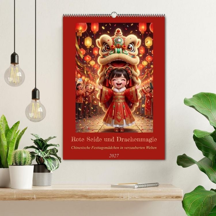 Produktbild: Rote Seide und Drachenmagie (Wandkalender 2027 DIN A2 hoch), CALVENDO Monatskalender