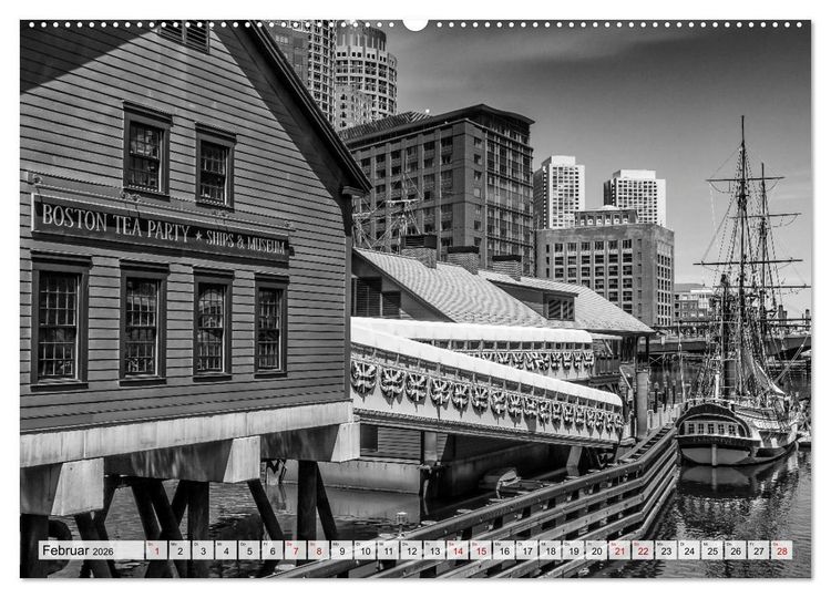 Produktbild: BOSTON Monochrome Stadtansichten (hochwertiger Premium Wandkalender 2026 DIN A2 quer), Kunstdruck in Hochglanz