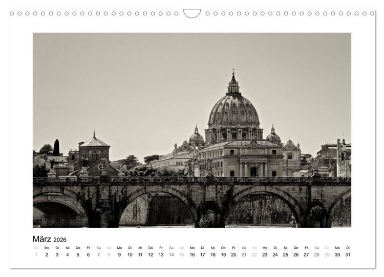 Produktbild: Rom in schwarz - weiss (Wandkalender 2026 DIN A3 quer), CALVENDO Monatskalender