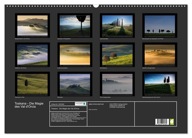 Produktbild: Toskana - Die Magie des Val d'Orcia (Wandkalender 2026 DIN A2 quer), CALVENDO Monatskalender
