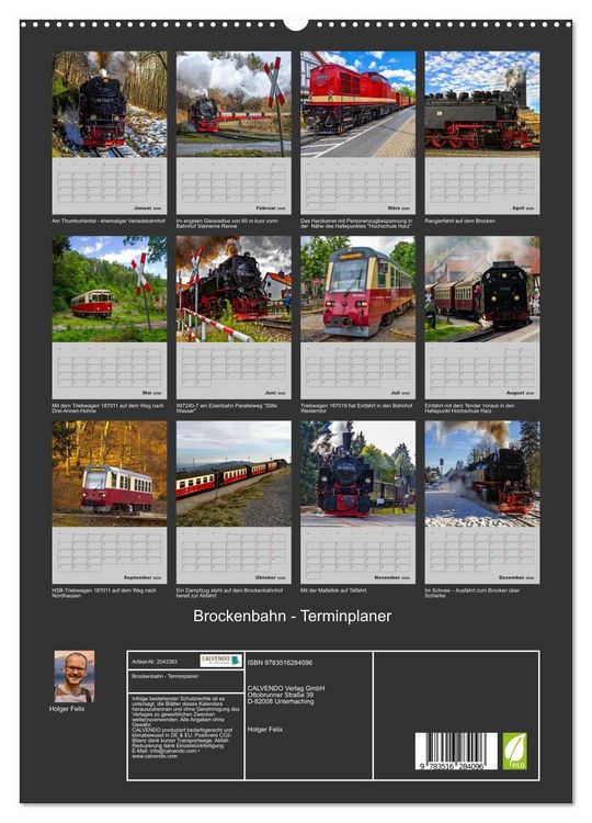 Produktbild: Brockenbahn - Terminplaner (hochwertiger Premium Wandkalender 2026 DIN A2 hoch), Kunstdruck in Hochglanz