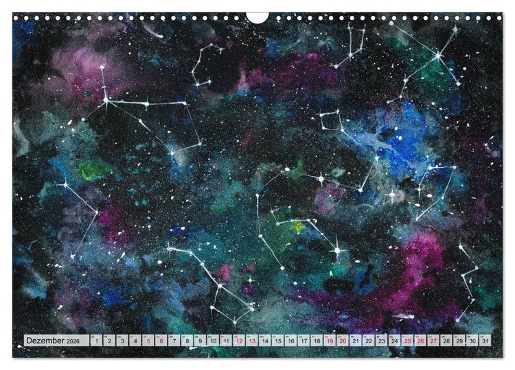 Produktbild: Gemaltes Weltall (Wandkalender 2026 DIN A3 quer), CALVENDO Monatskalender