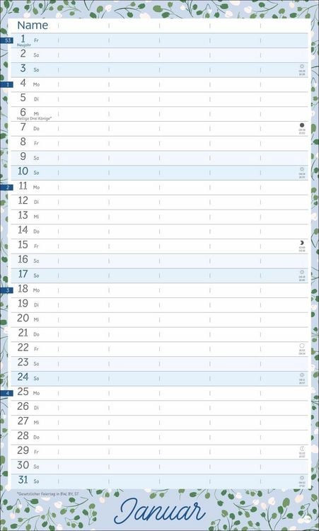 Produktbild: Deko-Familienplaner mit Tasche Flower Time 2027