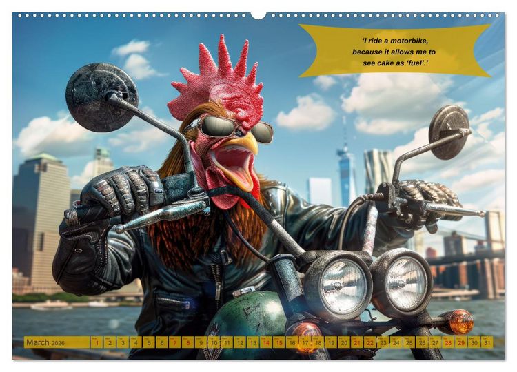 Produktbild: Funny animals as motorbike riders (Wall Calendar 2026 DIN A2 landscape), CALVENDO 12 Month Wall Calendar