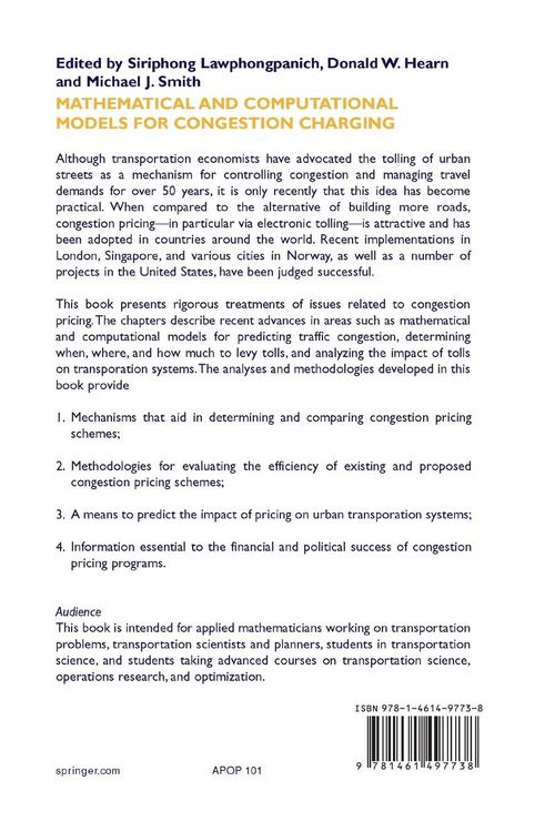 Produktbild: Mathematical and Computational Models for Congestion Charging