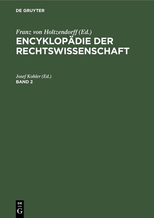Produktbild: Encyklop&auml;die der Rechtswissenschaft. Band 2