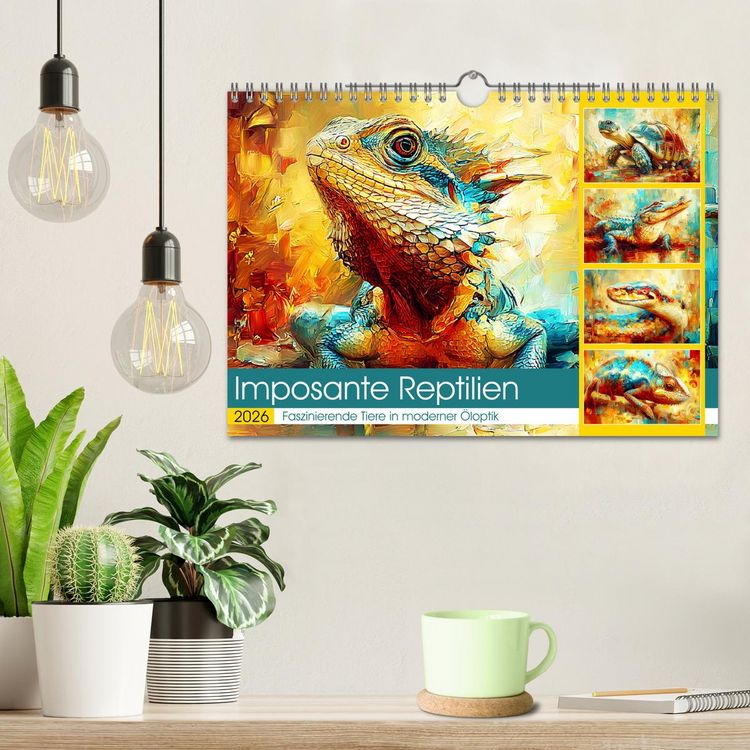 Produktbild: Imposante Reptilien. Faszinierende Tiere in moderner &Ouml;loptik (Wandkalender 2026 DIN A4 quer), CALVENDO Monatskalender