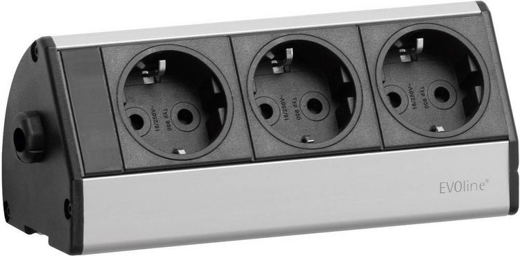 Produktbild: EVOline 93000393 Steckdosenleiste Schwarz, Silber Schutzkontakt 1St.