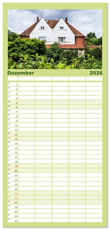 Produktbild: Familienplaner 2026 - Die Villenkolonie in Buchschlag mit 5 Spalten (Wandkalender, 21 x 45 cm) CALVENDO