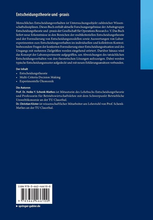Produktbild: Entscheidungstheorie und &ndash;praxis