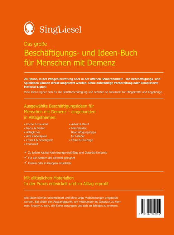 Produktbild: Das gro&szlig;e Besch&auml;ftigungsbuch f&uuml;r Menschen mit Demenz. Ideen, Spiele, Besch&auml;ftigungen f&uuml;r Senioren mit Demenz. Ratgeber.