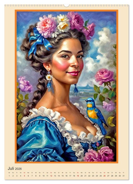Produktbild: Portr&auml;tgalerie, Frauen in Barockkost&uuml;men (hochwertiger Premium Wandkalender 2026 DIN A2 hoch), Kunstdruck in Hochglanz