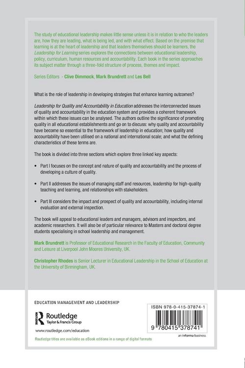 Produktbild: Leadership for Quality and Accountability in Education