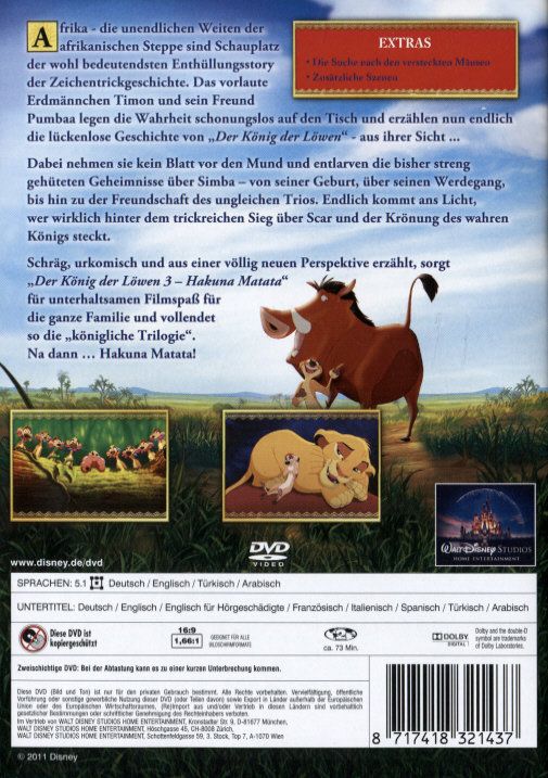 Produktbild: Der K&ouml;nig der L&ouml;wen 3 - Hakuna Matata [2 DVDs]